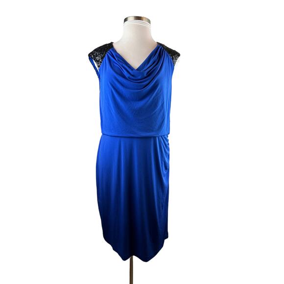 NWT Calvin Klein Atlantis Royal Blue Sheath Dress Sequin Stretch Plus Size 18W - Picture 16 of 16